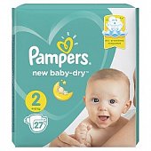 Pampers New Baby (Памперс) подгузники 2 мини 4-8кг, 27шт, Проктер энд Гэмбл